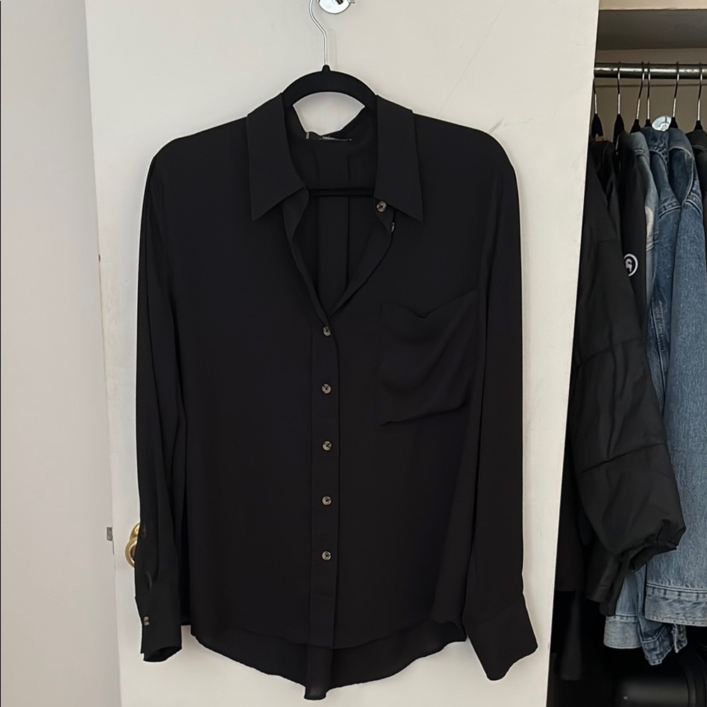 Mango Basics Button-up Flowy Dress Shirt
